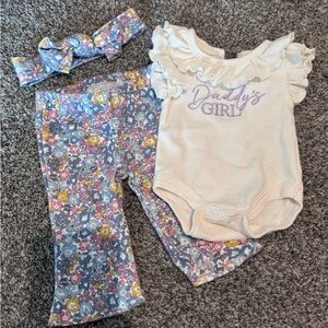 Floral Baby Outfit with Ruffled Onesie